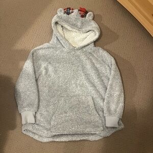 La Vie en Rose Sherpa Reindeer Blanket Hoodie Grey